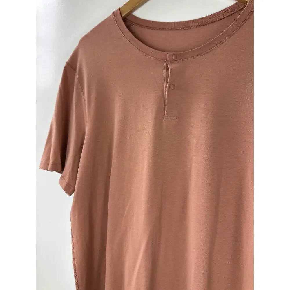 Lululemon 5 Year Basic Short Sleeve Henley Sedona Sunset Stretch Men's L/XL? - Picture 14 of 16